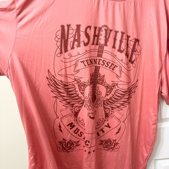 SHEIN Curve Nashville Music City Coral Oversized Tee Women’s Size 2X - Picture 4 of 6